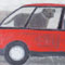 Big dog in the red car